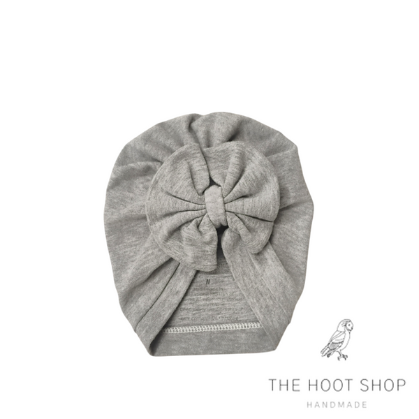 Heather Grey Banded Turban with bow