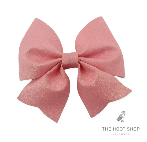 Maya Pink Fine Glitter Bow