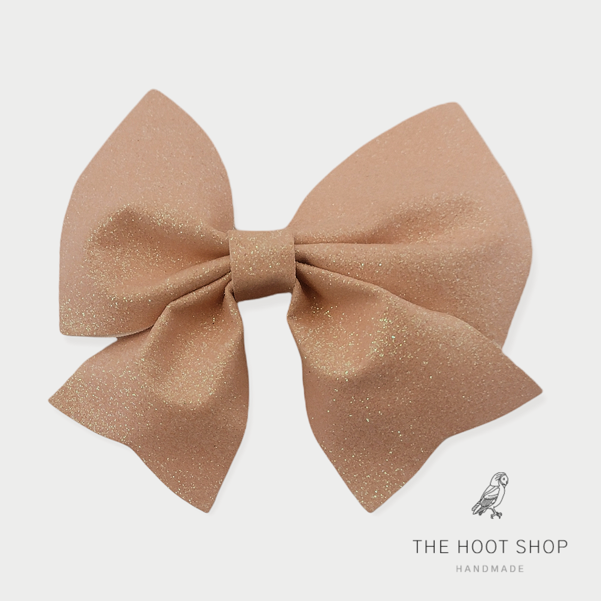 Maya Peach Fine Glitter Bow