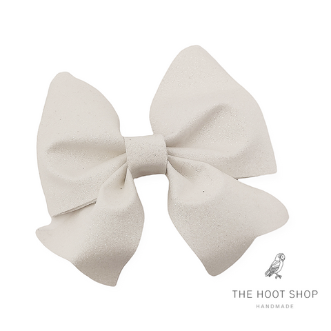 Maya Style White Fine Glitter Bow