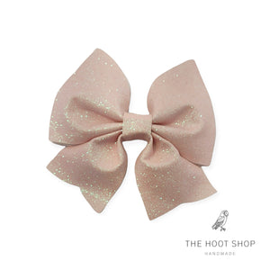 Maya Style Baby Pink Fine Glitter Bow