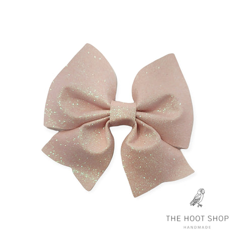 Maya Style Baby Pink Fine Glitter Bow