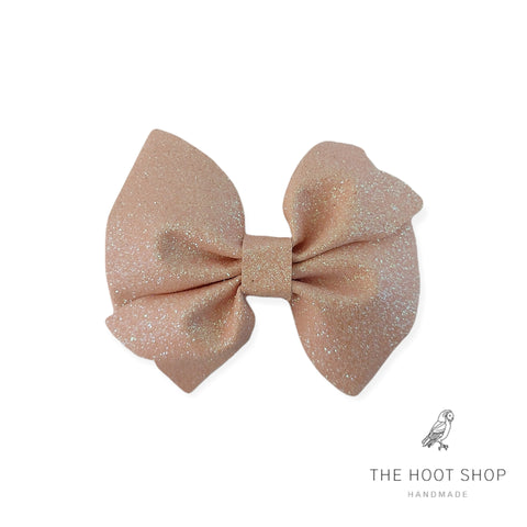 Layla Style Baby Pink Fine Glitter Bow