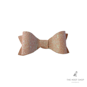 Bitty Style Baby Pink Fine Glitter Bow