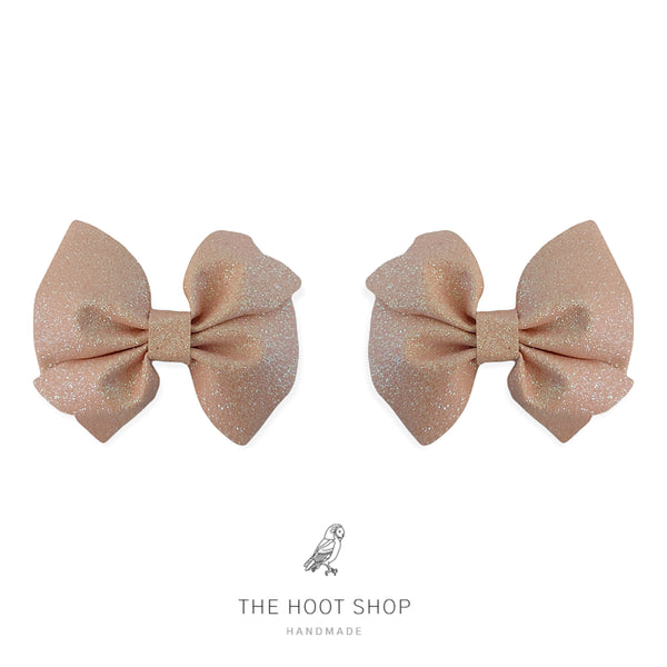 Layla Style Baby Pink Fine Glitter Bow