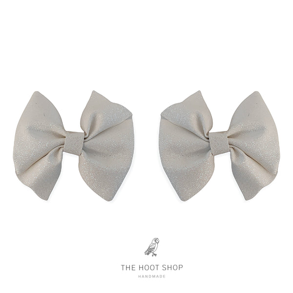 Layla Style White Fine Glitter Bow