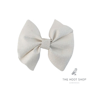 Layla Style White Fine Glitter Bow