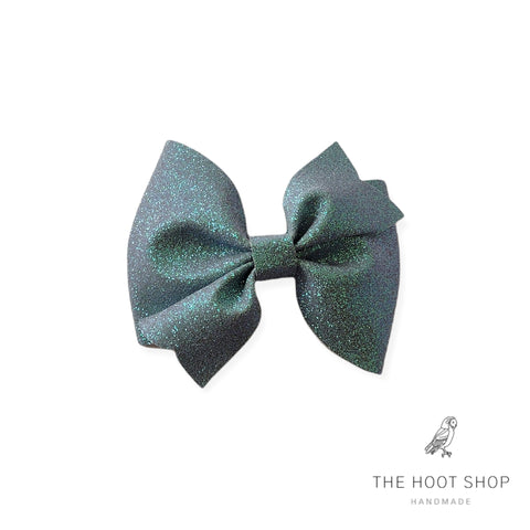 Layla Style Iradescent Blue Fine Glitter Bow